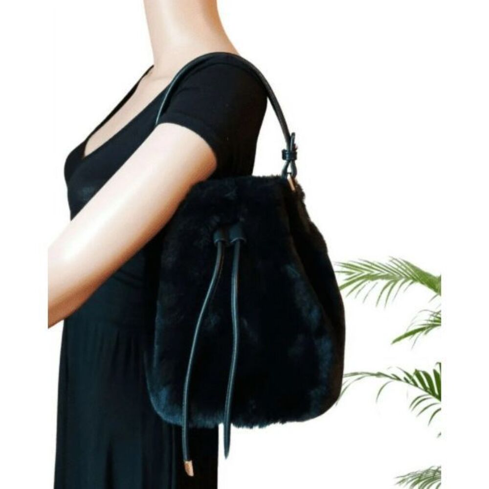 Street Level Black Faux Fur Tote